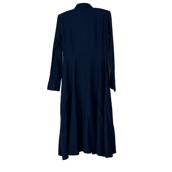 Uniqlo Maxi Dress Women's XS Navy Fit & Flare Long Sleeve Button Up Collared - Picture 2 of 7